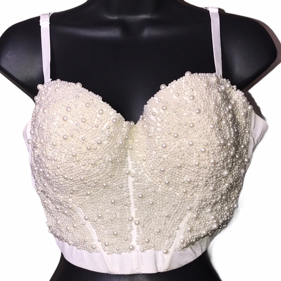 Windsor Other - Windsor Pearl Beaded Cropped Bustier Size XL